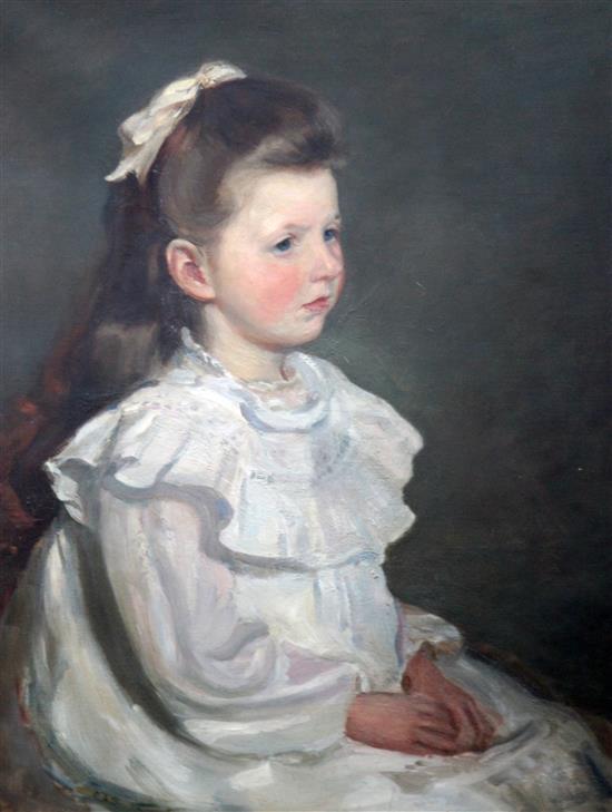 Carlo Frithjohn Smith (1859-1917) Portrait of a young girl 29 x 22in.